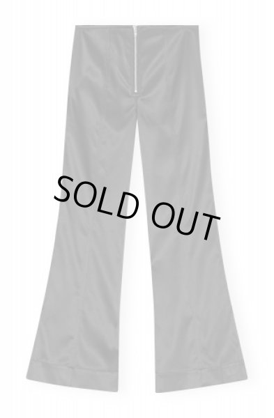 画像1: GANNI ガニー  BLACK DOUBLE SATIN FLARED TROUSERS ブラック ダブル サテン フレア トラウザーズ (1)