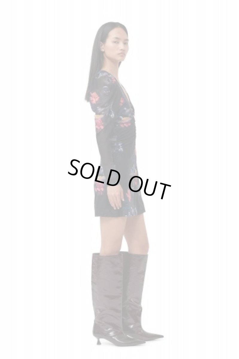 画像5: GANNI ガニー  PRINTED MESH GATHERED MINI DRESS プリントメッシュギャザーミニワンピース (5)