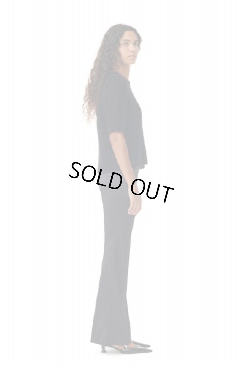 画像4: GANNI ガニー  BLACK DOUBLE SATIN FLARED TROUSERS ブラック ダブル サテン フレア トラウザーズ (4)