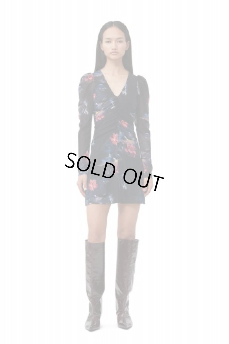 画像3: GANNI ガニー  PRINTED MESH GATHERED MINI DRESS プリントメッシュギャザーミニワンピース (3)