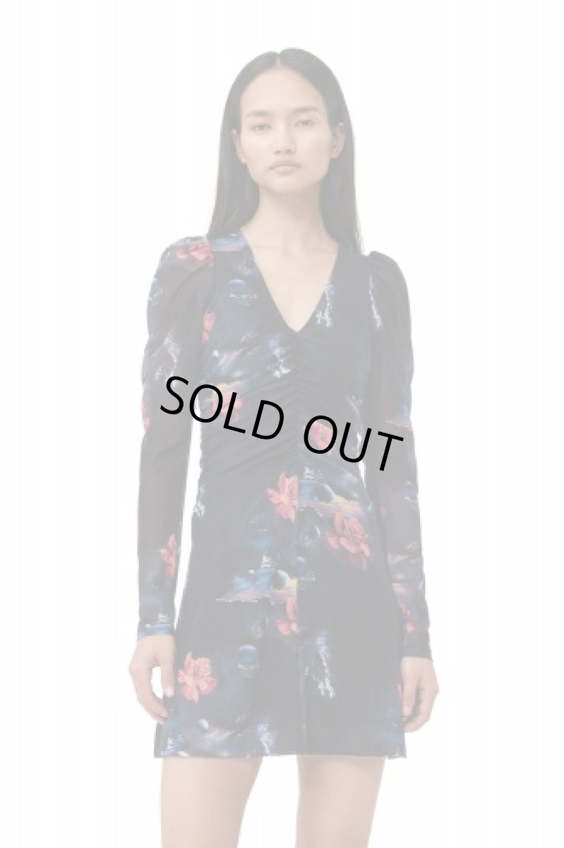 画像6: GANNI ガニー  PRINTED MESH GATHERED MINI DRESS プリントメッシュギャザーミニワンピース (6)