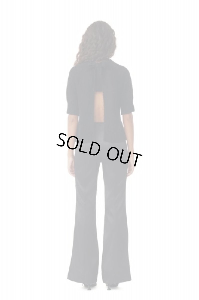 画像5: GANNI ガニー  BLACK DOUBLE SATIN FLARED TROUSERS ブラック ダブル サテン フレア トラウザーズ (5)