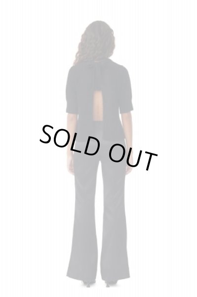 画像5: GANNI ガニー  BLACK DOUBLE SATIN FLARED TROUSERS ブラック ダブル サテン フレア トラウザーズ (5)