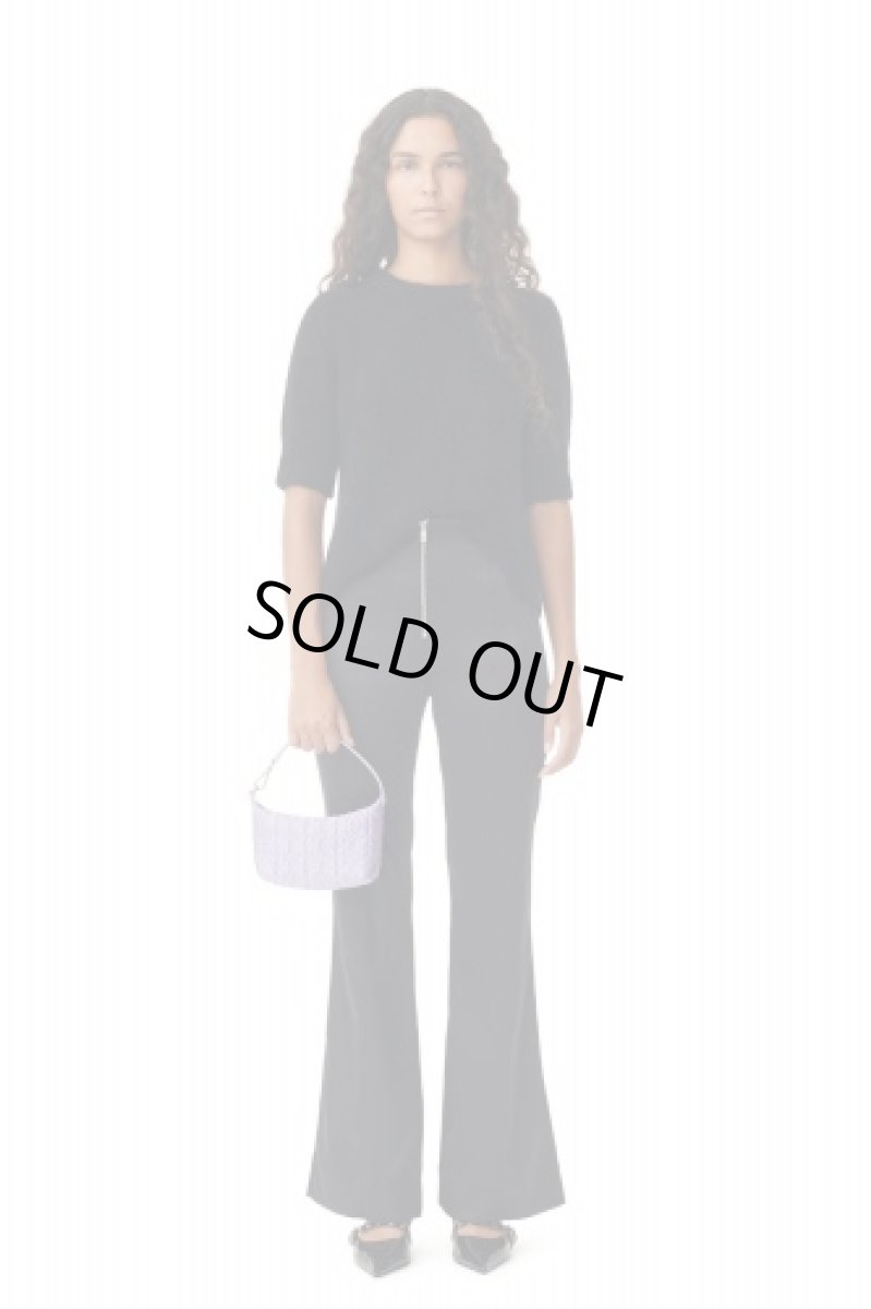 画像3: GANNI ガニー  BLACK DOUBLE SATIN FLARED TROUSERS ブラック ダブル サテン フレア トラウザーズ (3)