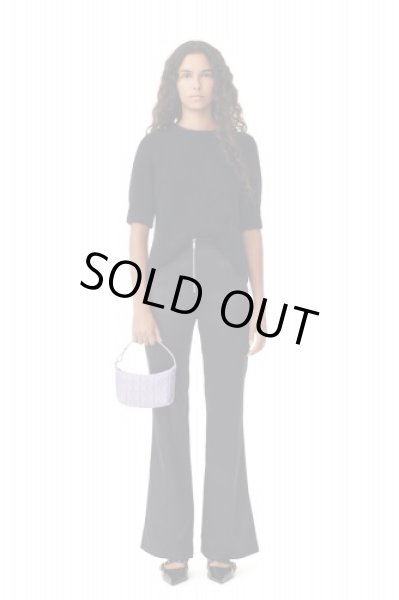 画像3: GANNI ガニー  BLACK DOUBLE SATIN FLARED TROUSERS ブラック ダブル サテン フレア トラウザーズ (3)