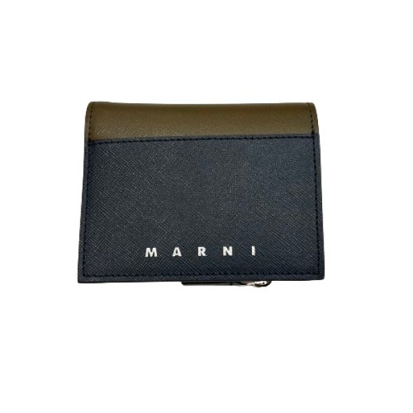 画像1: MARNI  サフィアーノレザー製 二つ折りウォレット ファスナー式ポケット (1)