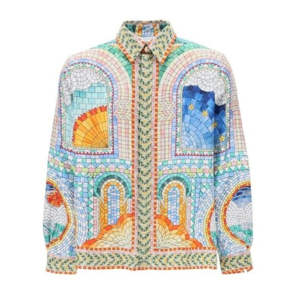 画像1: CASABLANCA カサブランカ Mosaic De Damas Silk Shirt (1)