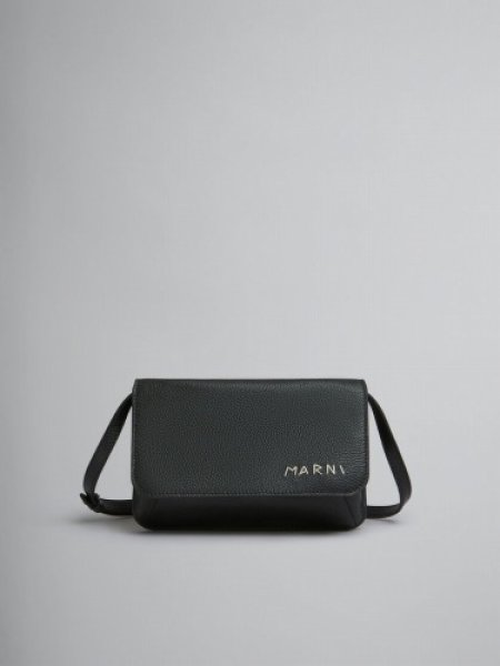 画像1: MARNI マルニブラック レザー製 ショルダーバッグ、マルニメンディング (1)