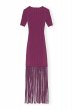 画像2: GANNI ガニー PURPLE MELANGE KNIT FRINGE SHORT SLEEVE MINI DRESS (2)