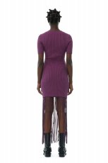 画像6: GANNI ガニー PURPLE MELANGE KNIT FRINGE SHORT SLEEVE MINI DRESS (6)