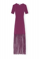 画像1: GANNI ガニー PURPLE MELANGE KNIT FRINGE SHORT SLEEVE MINI DRESS (1)