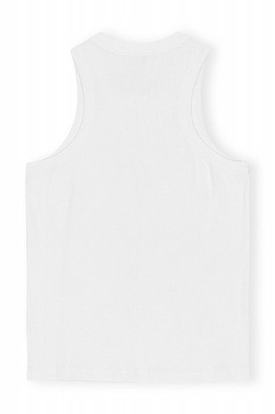 画像2: GANNI ガニー WHITE RIB JERSEY EMBELLISHED TANK TOP (2)