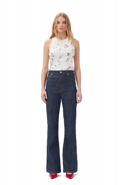 画像4: GANNI ガニー WHITE RIB JERSEY EMBELLISHED TANK TOP (4)