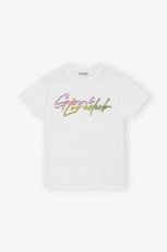 画像1: GANNI ガニー White Basic Jersey Multi Love Relaxed T-shirt (1)