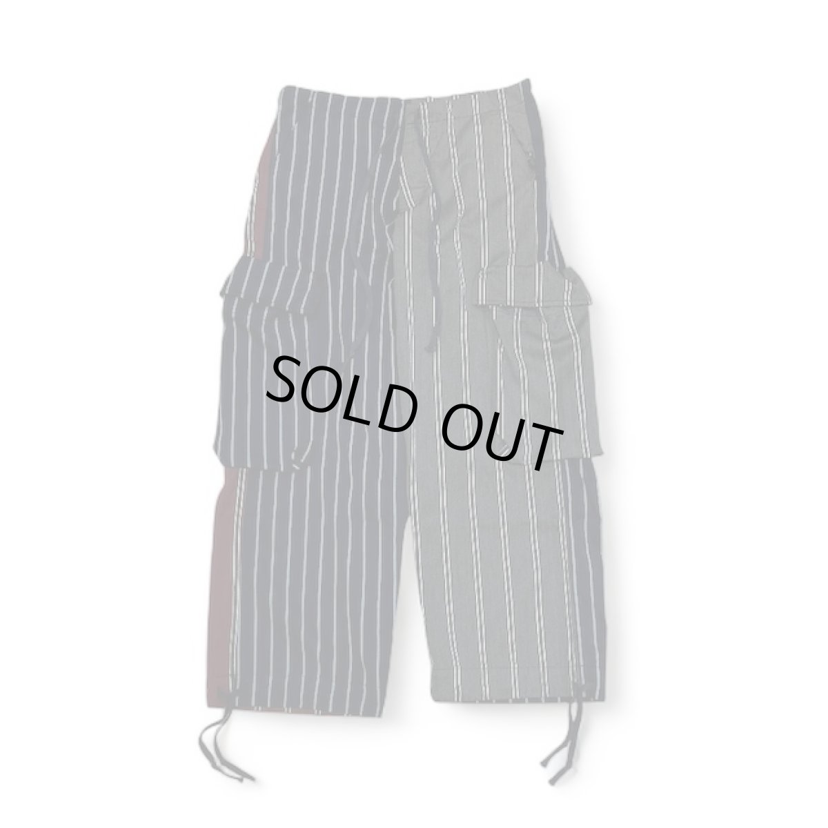 画像1: Greg Lauren　MIXED DREP STRPE WIDE LEG PANTS (1)