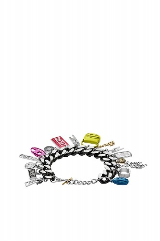 DIESEL ディーゼル Dx1524 jewel Black stainless steel charm chain