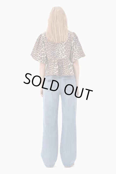 画像6: GANNI ガニー Leopard Cotton Poplin Peplum Tie Blouse (6)