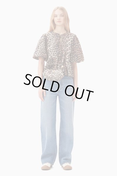 画像4: GANNI ガニー Leopard Cotton Poplin Peplum Tie Blouse (4)