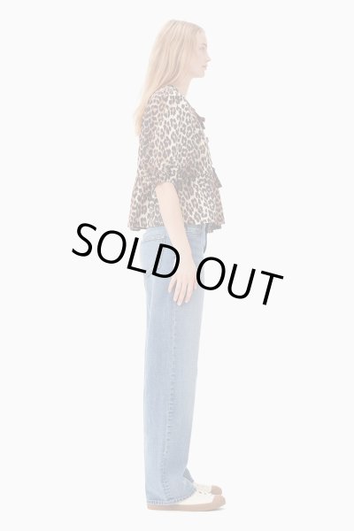 画像5: GANNI ガニー Leopard Cotton Poplin Peplum Tie Blouse (5)