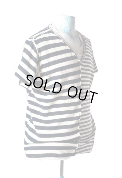 画像4: Greg Lauren SPLIT STRIPED TEE (4)