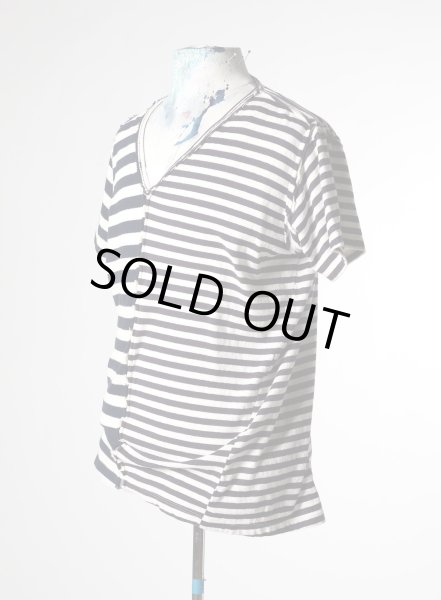 画像2: Greg Lauren SPLIT STRIPED TEE (2)