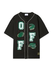 画像1: Off-White™ black crocodile baseball shirt (1)