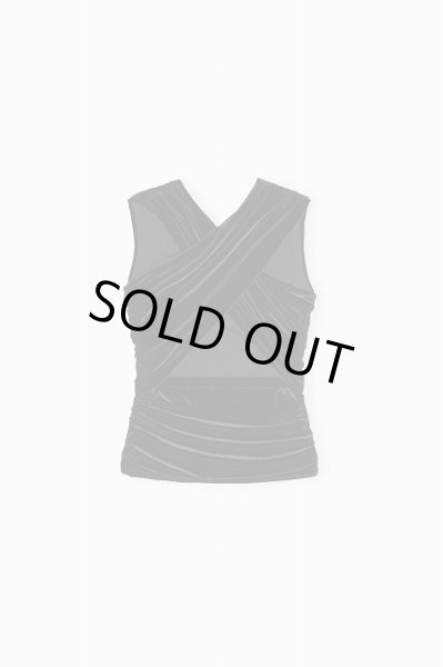 画像2: GANNI ガニー Black Velvet Ruched Top (2)