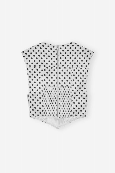 画像2: GANNI ガニー Polka-Dot Satin Corset Blouse (2)