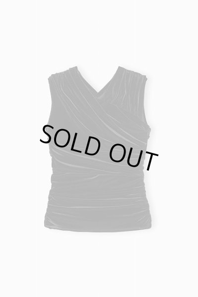 画像1: GANNI ガニー Black Velvet Ruched Top (1)