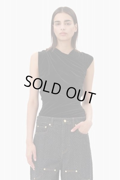 画像3: GANNI ガニー Black Velvet Ruched Top (3)