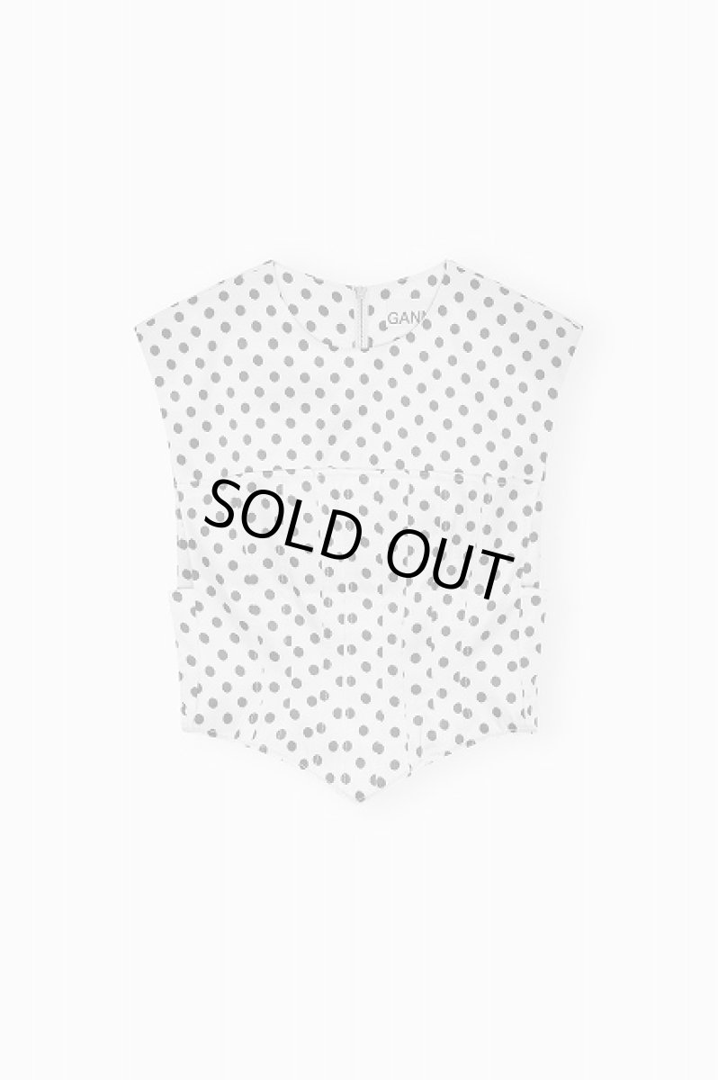 画像1: GANNI ガニー Polka-Dot Satin Corset Blouse (1)