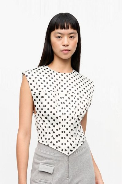 画像3: GANNI ガニー Polka-Dot Satin Corset Blouse (3)