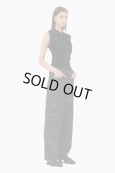 画像5: GANNI ガニー Black Velvet Ruched Top (5)