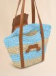 画像4: MARNI マルニ  ブルー ストライプ柄ラフィアエフェクトスモール Trunkaroo ビーチバッグ (4)
