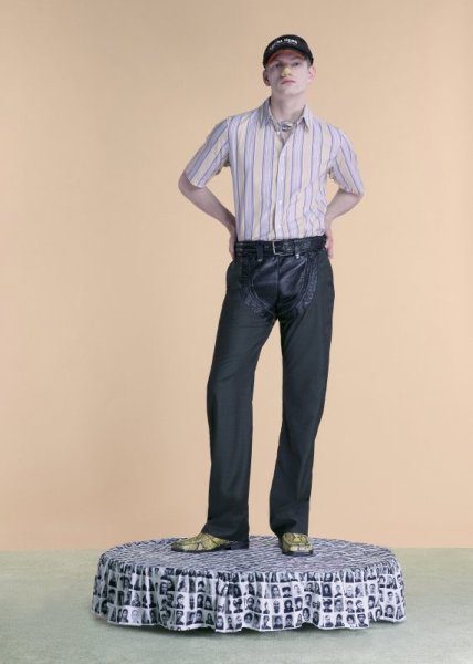 画像5: MARTINE ROSE S/S CASUAL SHIRT in YELLOW-BLUE (5)