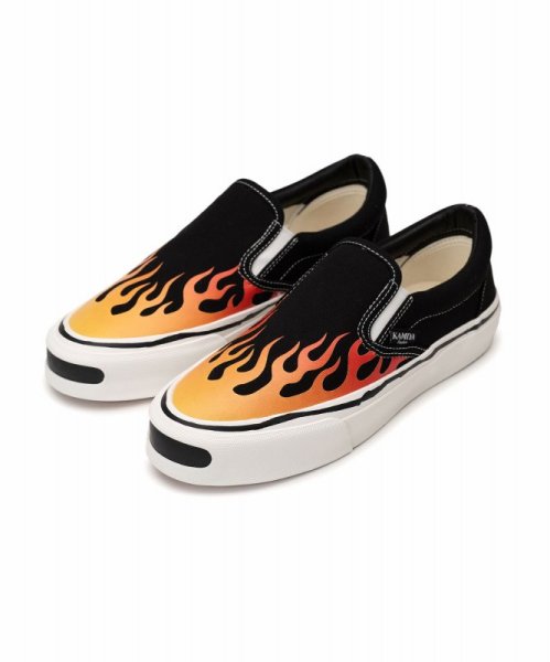 画像9: KAMIYA　 "Cornell"Fire Pattern Vulcanized Slip on Sneaker (9)