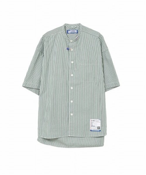画像1: maison MIHARA YASUHIRO Stripe OX Band Collar Short Sleeve Shirt (1)