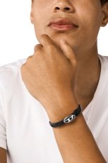 画像3: DIESEL dx1516040 Black Leather Stackable Bracelet (3)