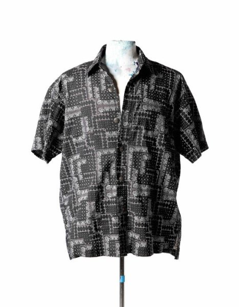 画像1: Greg Lauren SHORT SLEEVE SHIRT BLACK (1)