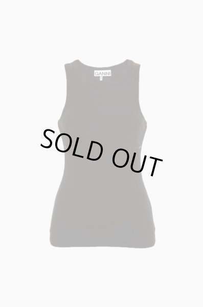 画像1: GANNI ガニー Soft Cotton Rib Rhinestone Tank Top タンクトップ (1)