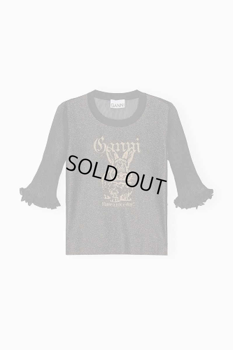 画像1: GANNI ガニー Black Sheer Jacquard Top (1)