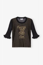 画像1: GANNI ガニー Black Sheer Jacquard Top (1)