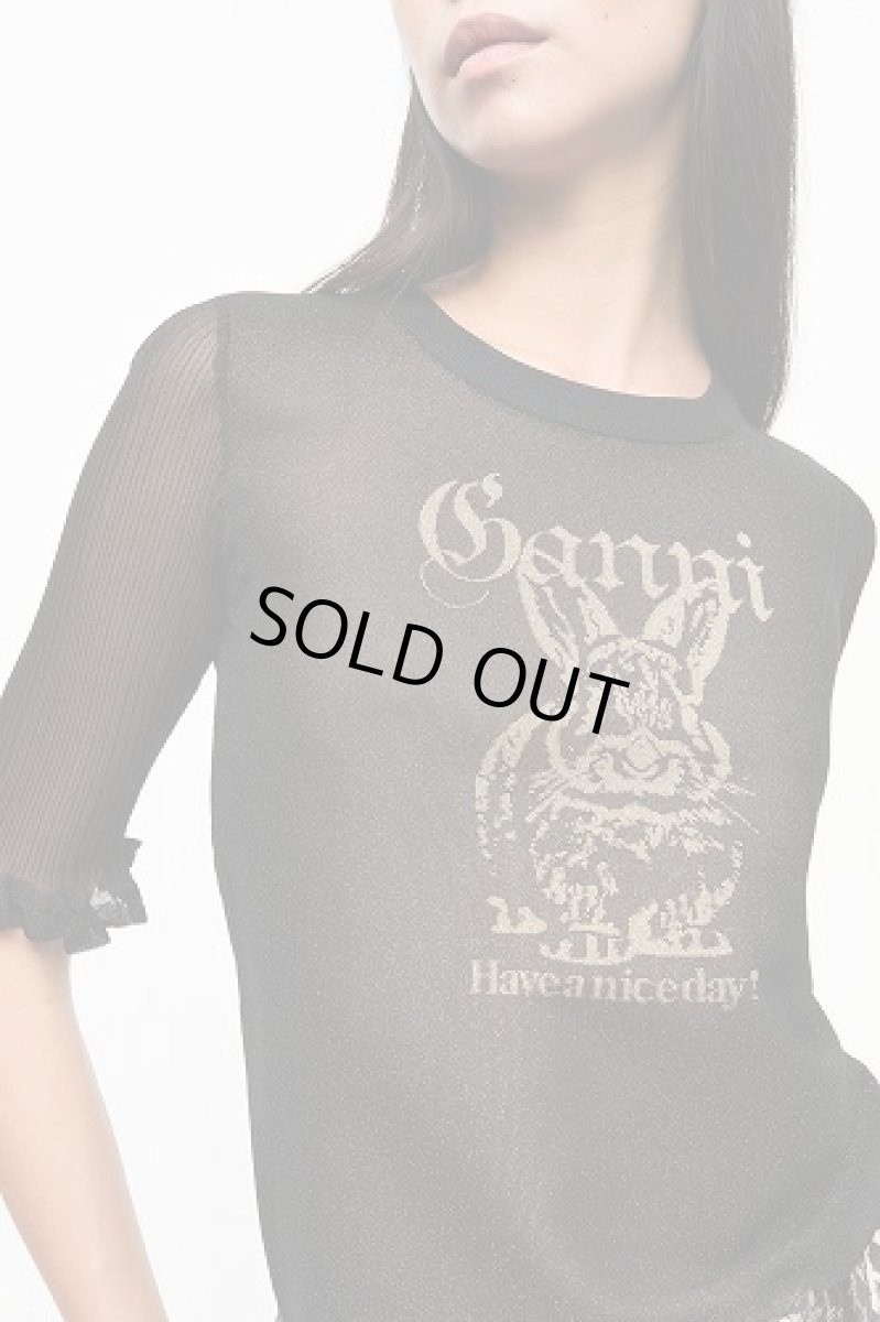 画像4: GANNI ガニー Black Sheer Jacquard Top (4)