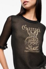 画像4: GANNI ガニー Black Sheer Jacquard Top (4)