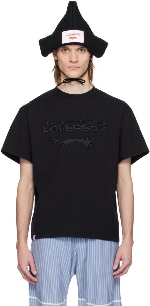 画像1: Charles Jeffrey LOVERBOY  ブラック ロゴ Tシャツ (1)