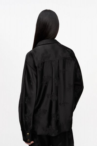 画像4: GANNI ガニー Black Satin Jacquard Tie String Shirt (4)
