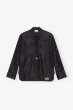 画像1: GANNI ガニー Black Satin Jacquard Tie String Shirt (1)