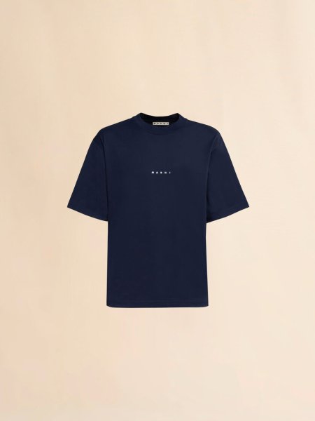 画像1: MARNI ダークブルー オーガニックコットンTシャツ (1)