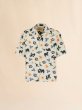 画像1: MARNI ブルー ポプリン製ボウリングシャツ オオカミ、カラス、ハトのプリント (1)