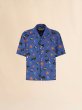 画像1: MARNI ブルー ポプリン製ボウリングシャツ オオカミ、カラス、ハトのプリント (1)